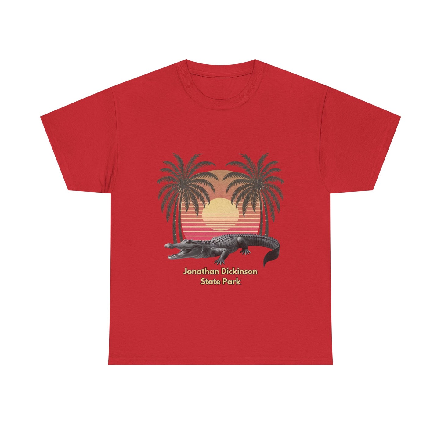 Jonathan Dickinson State Park Alligator and Palm Trees Unisex Heavy Cotton Tee