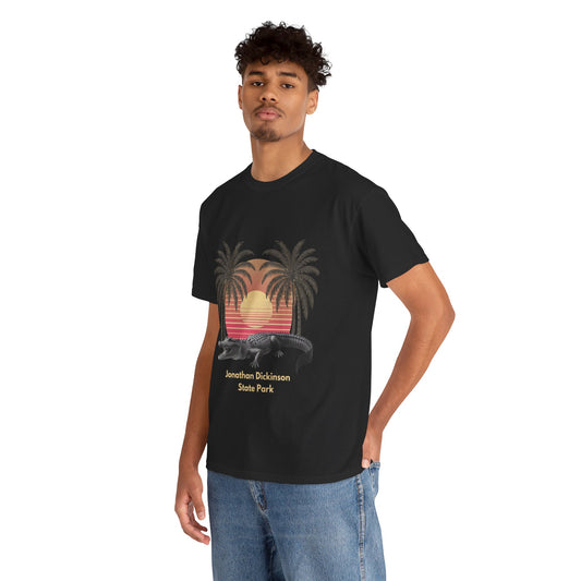 Jonathan Dickinson State Park Alligator and Palm Trees Unisex Heavy Cotton Tee