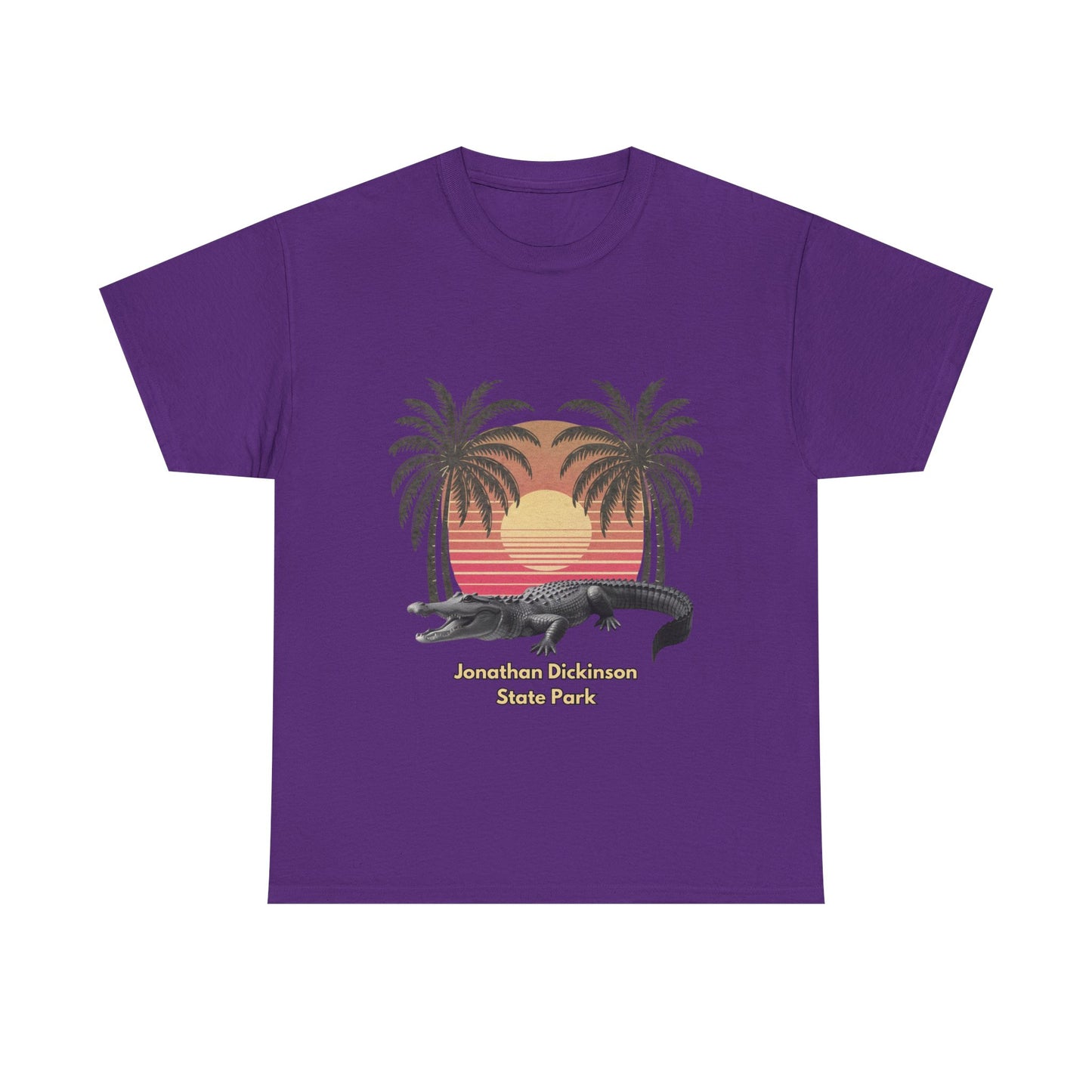 Jonathan Dickinson State Park Alligator and Palm Trees Unisex Heavy Cotton Tee