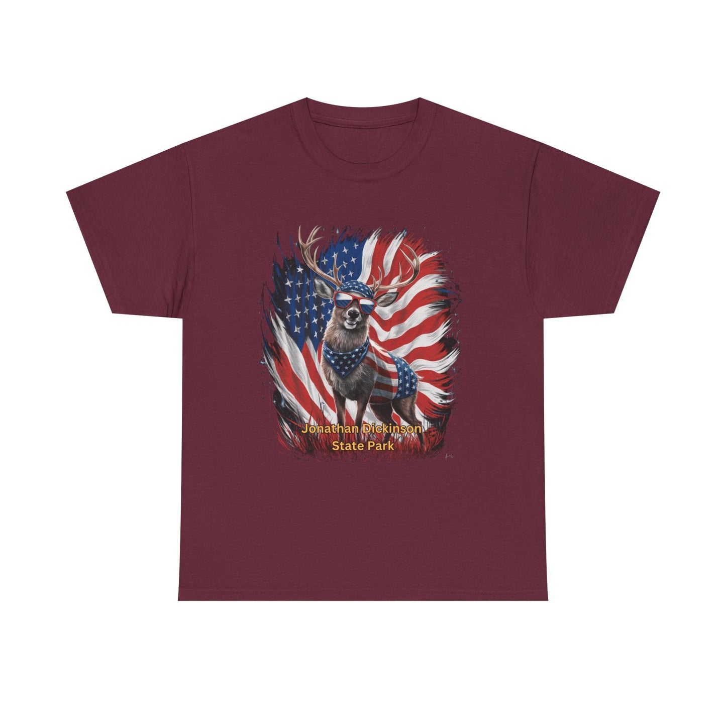 Jonathan Dickinson State Park 4th of July Deer Unisex Heavy Cotton Tee