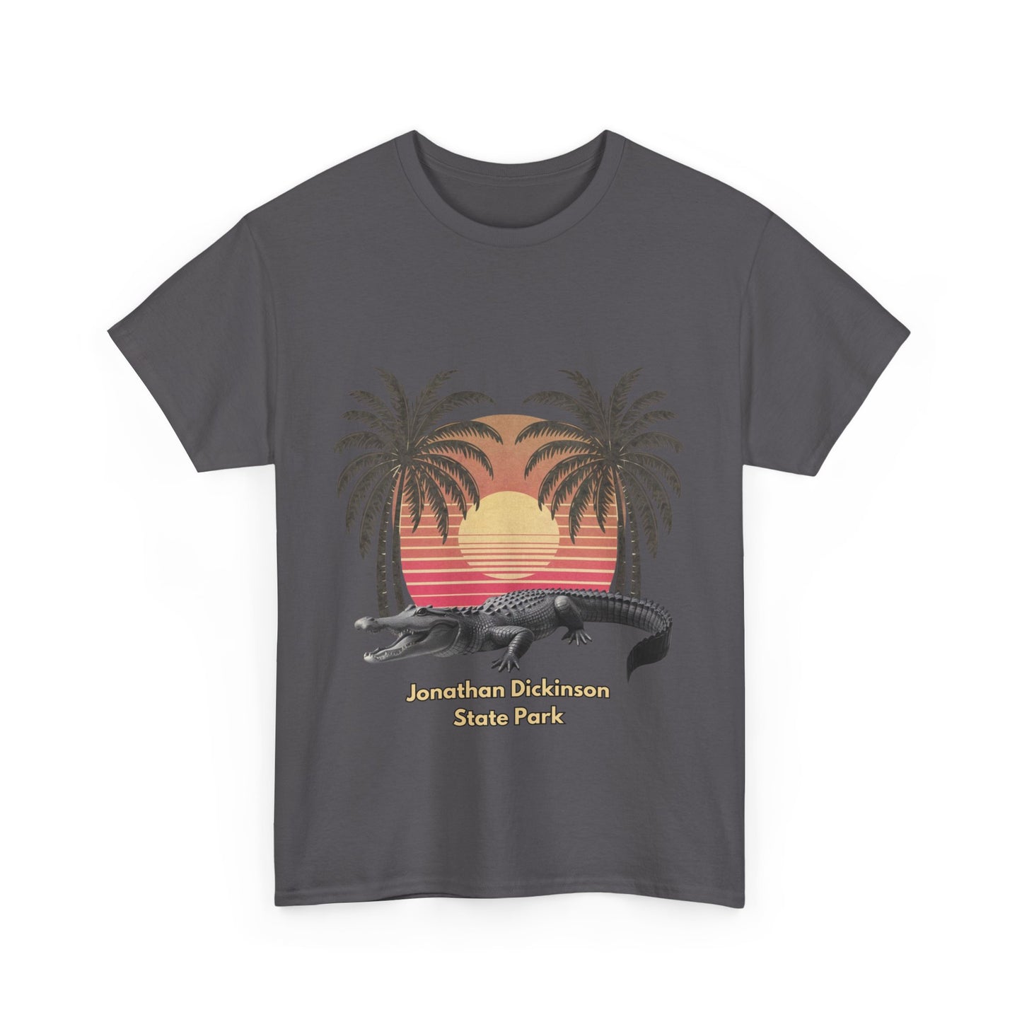 Jonathan Dickinson State Park Alligator and Palm Trees Unisex Heavy Cotton Tee