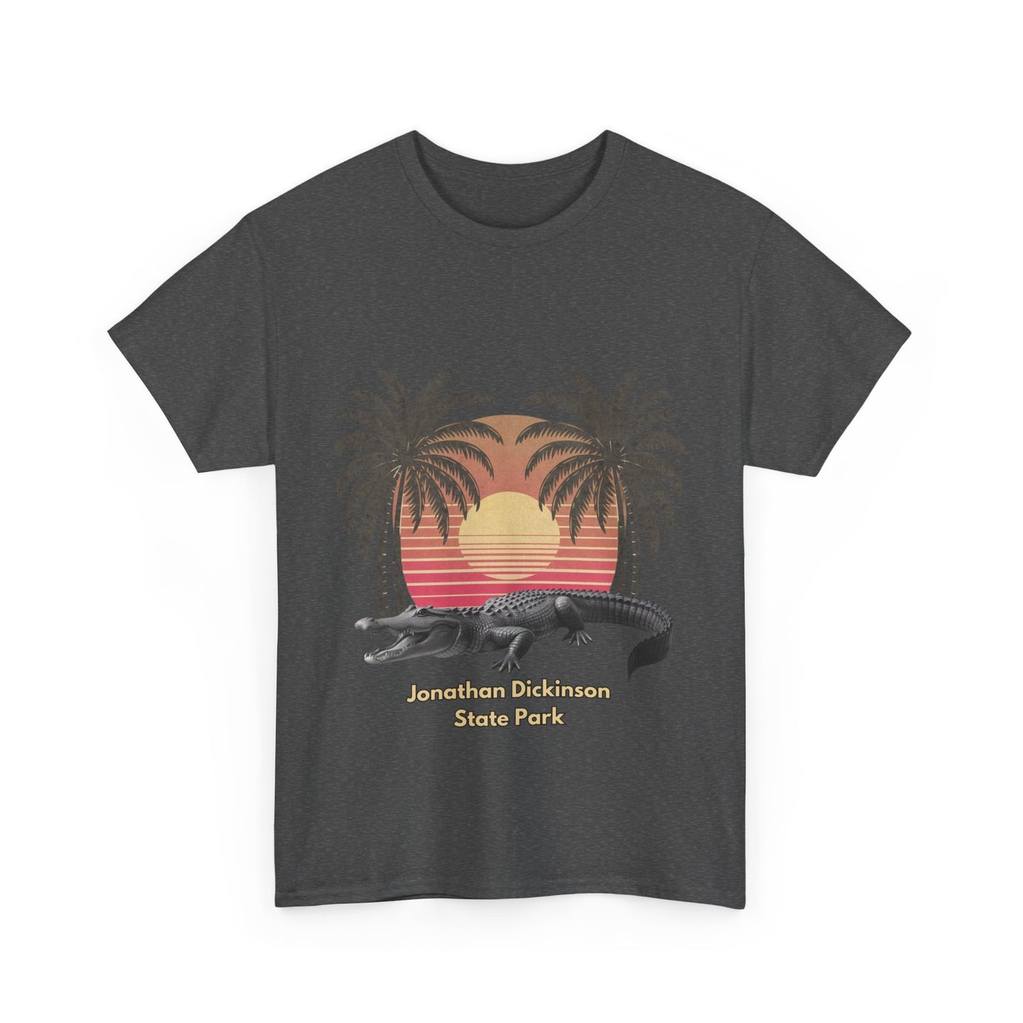 Jonathan Dickinson State Park Alligator and Palm Trees Unisex Heavy Cotton Tee