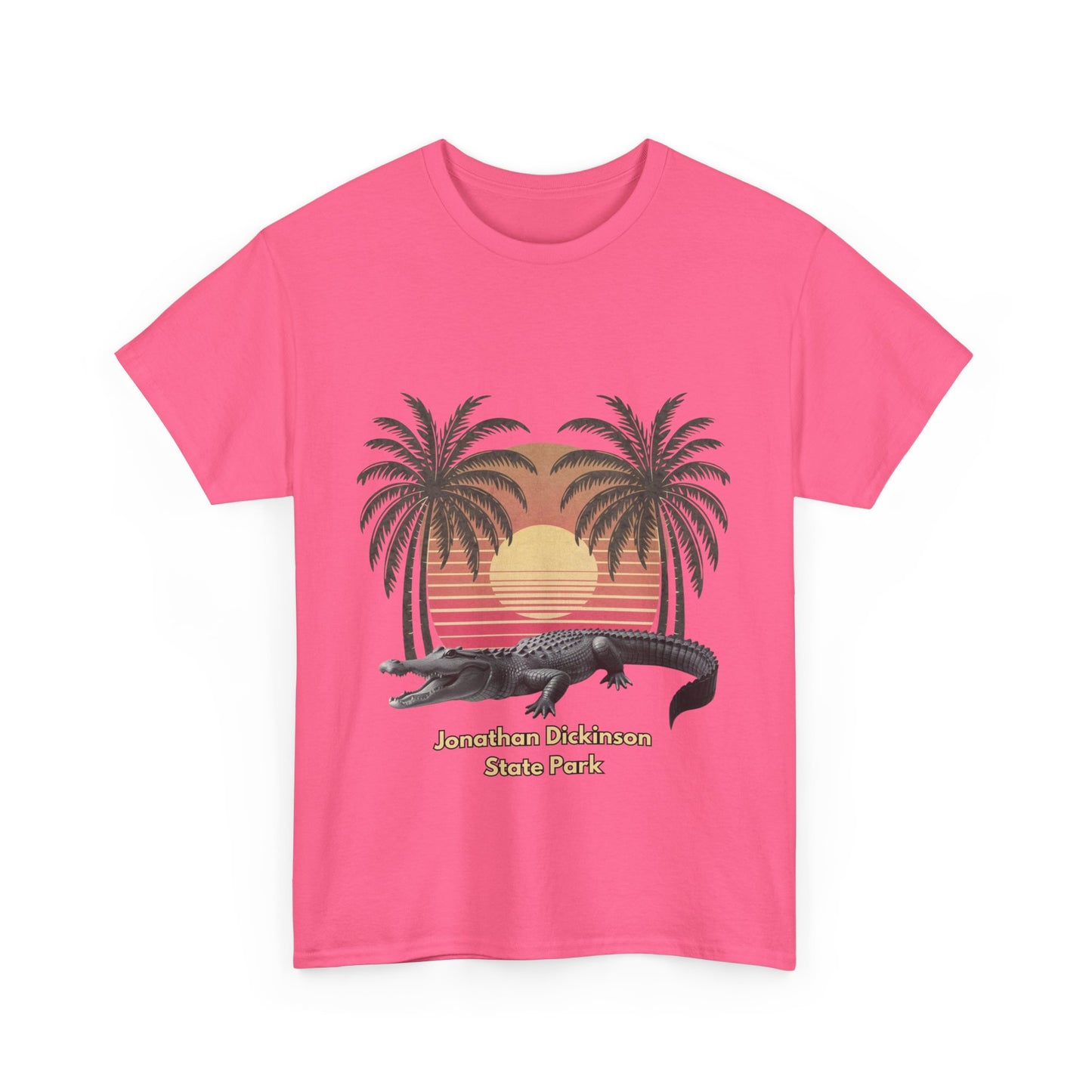 Jonathan Dickinson State Park Alligator and Palm Trees Unisex Heavy Cotton Tee