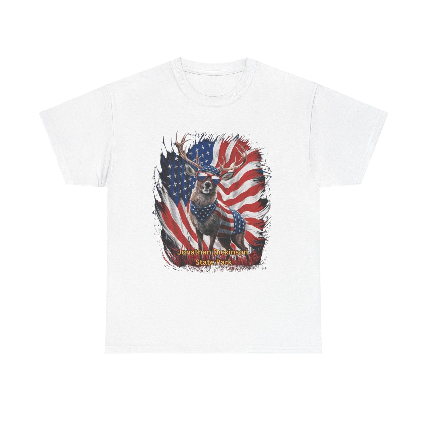 Jonathan Dickinson State Park 4th of July Deer Unisex Heavy Cotton Tee