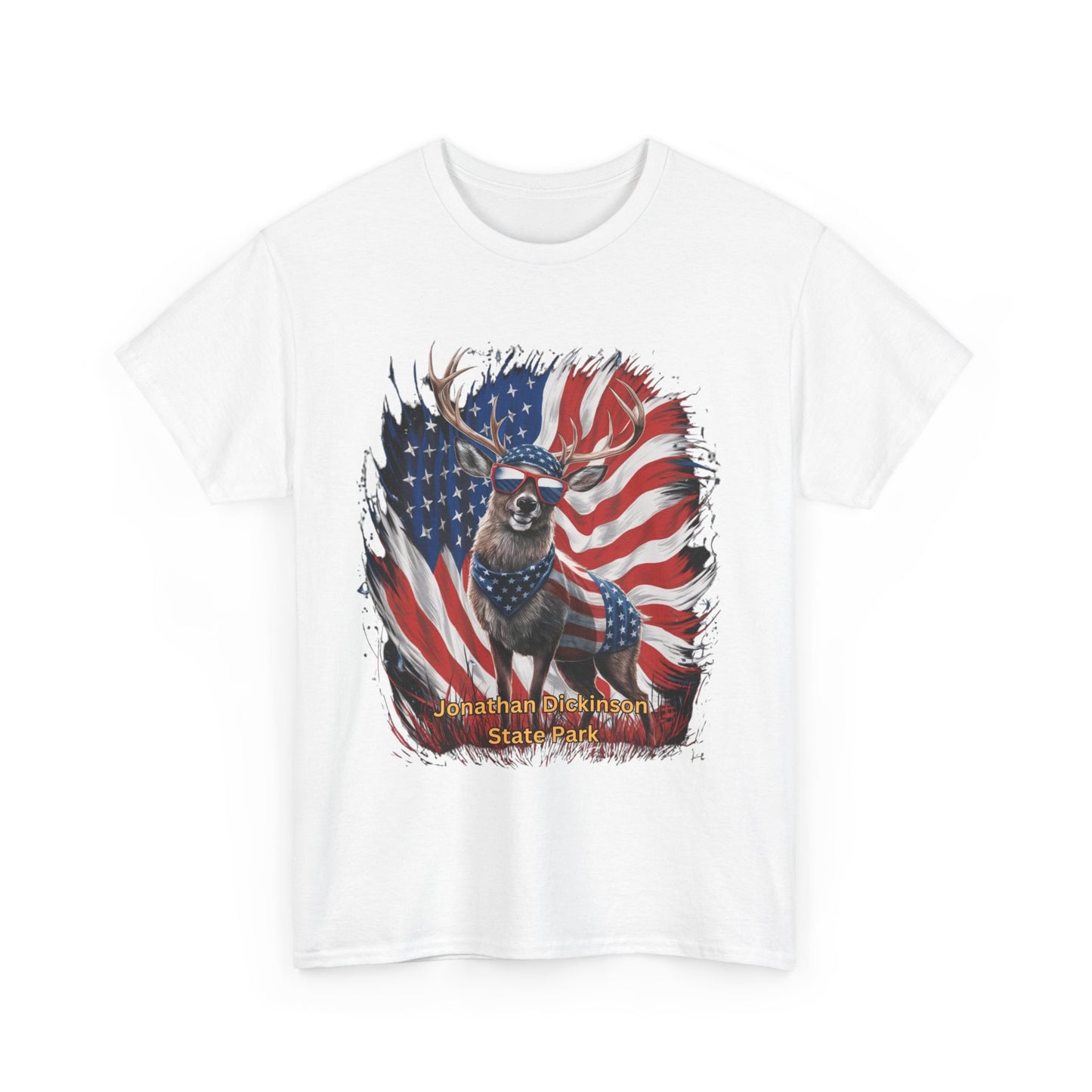 Jonathan Dickinson State Park 4th of July Deer Unisex Heavy Cotton Tee