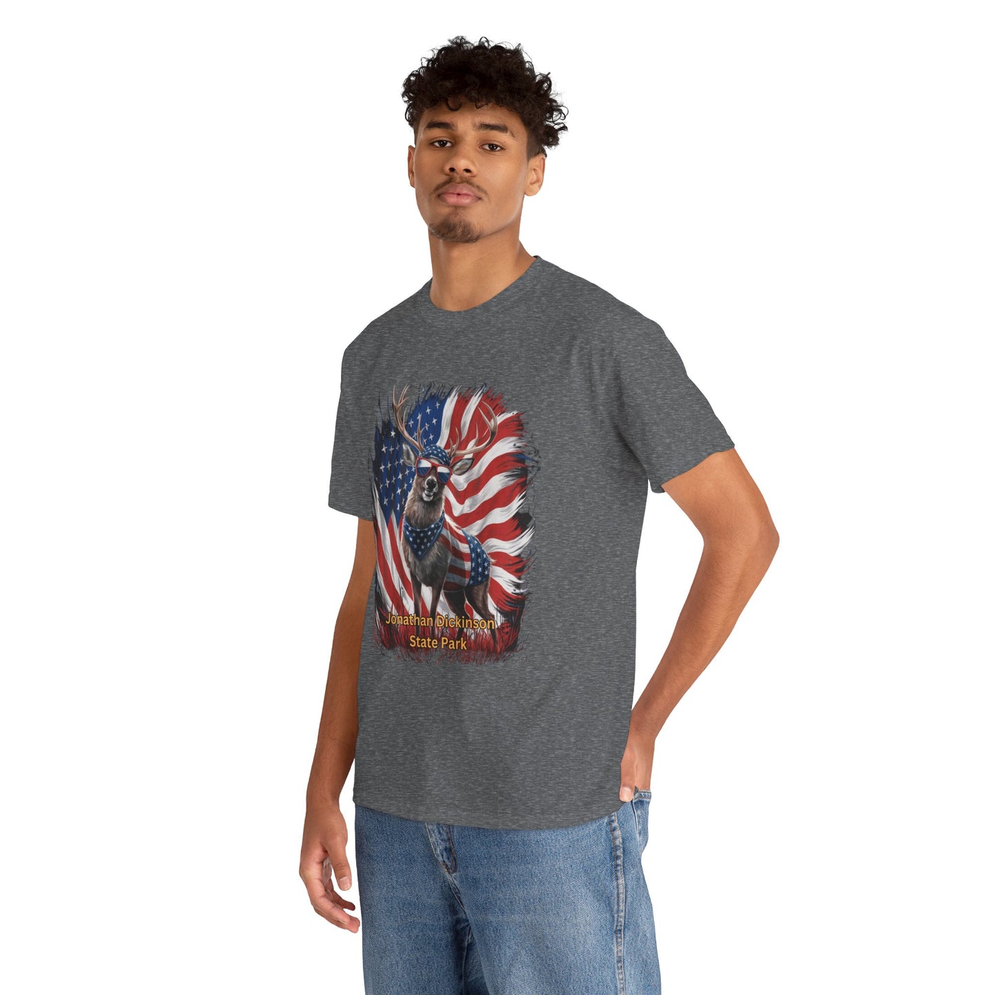 Jonathan Dickinson State Park 4th of July Deer Unisex Heavy Cotton Tee