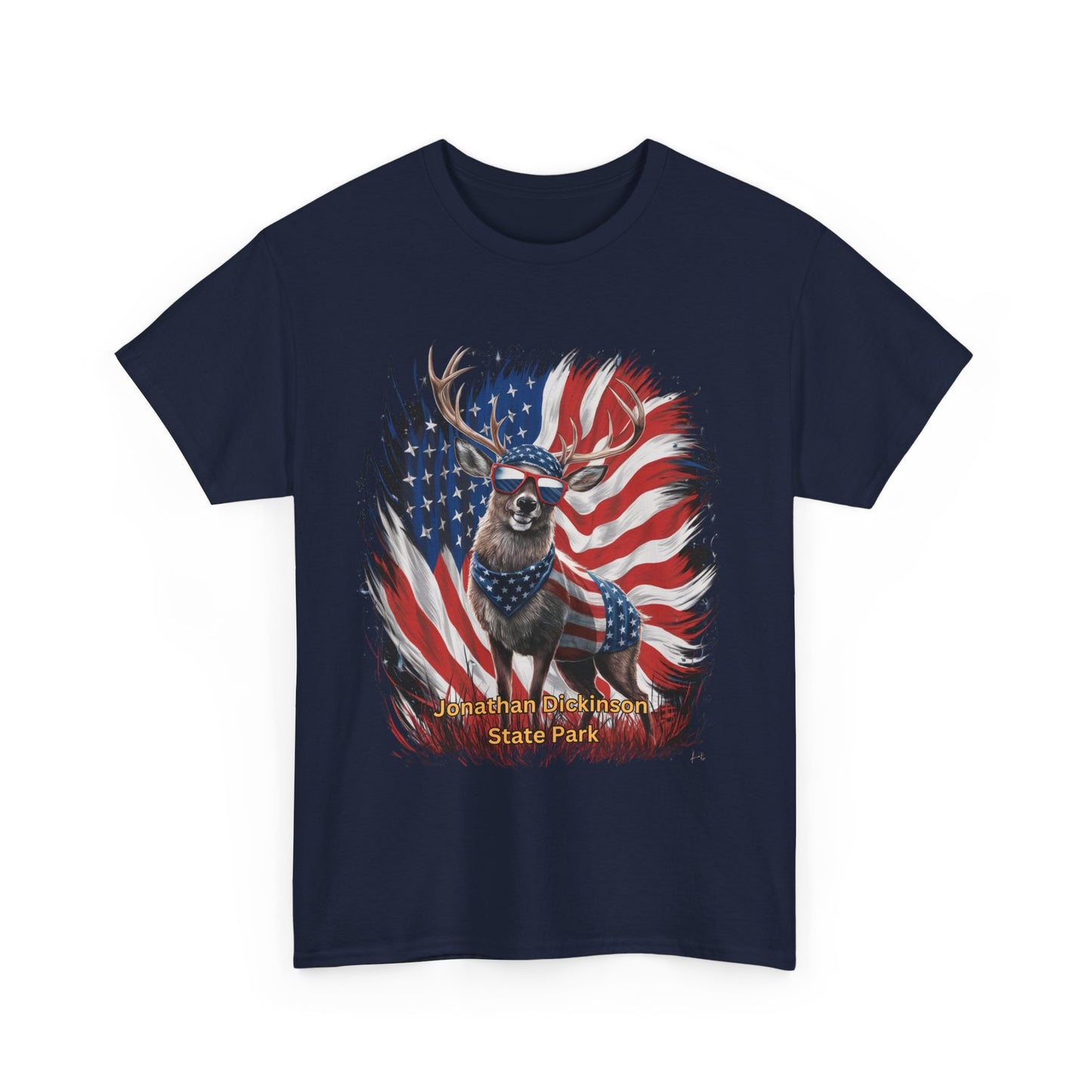 Jonathan Dickinson State Park 4th of July Deer Unisex Heavy Cotton Tee