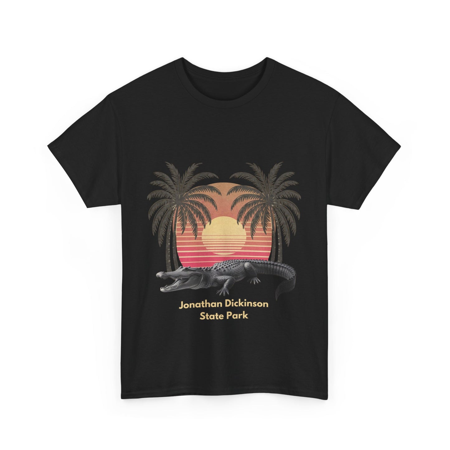 Jonathan Dickinson State Park Alligator and Palm Trees Unisex Heavy Cotton Tee