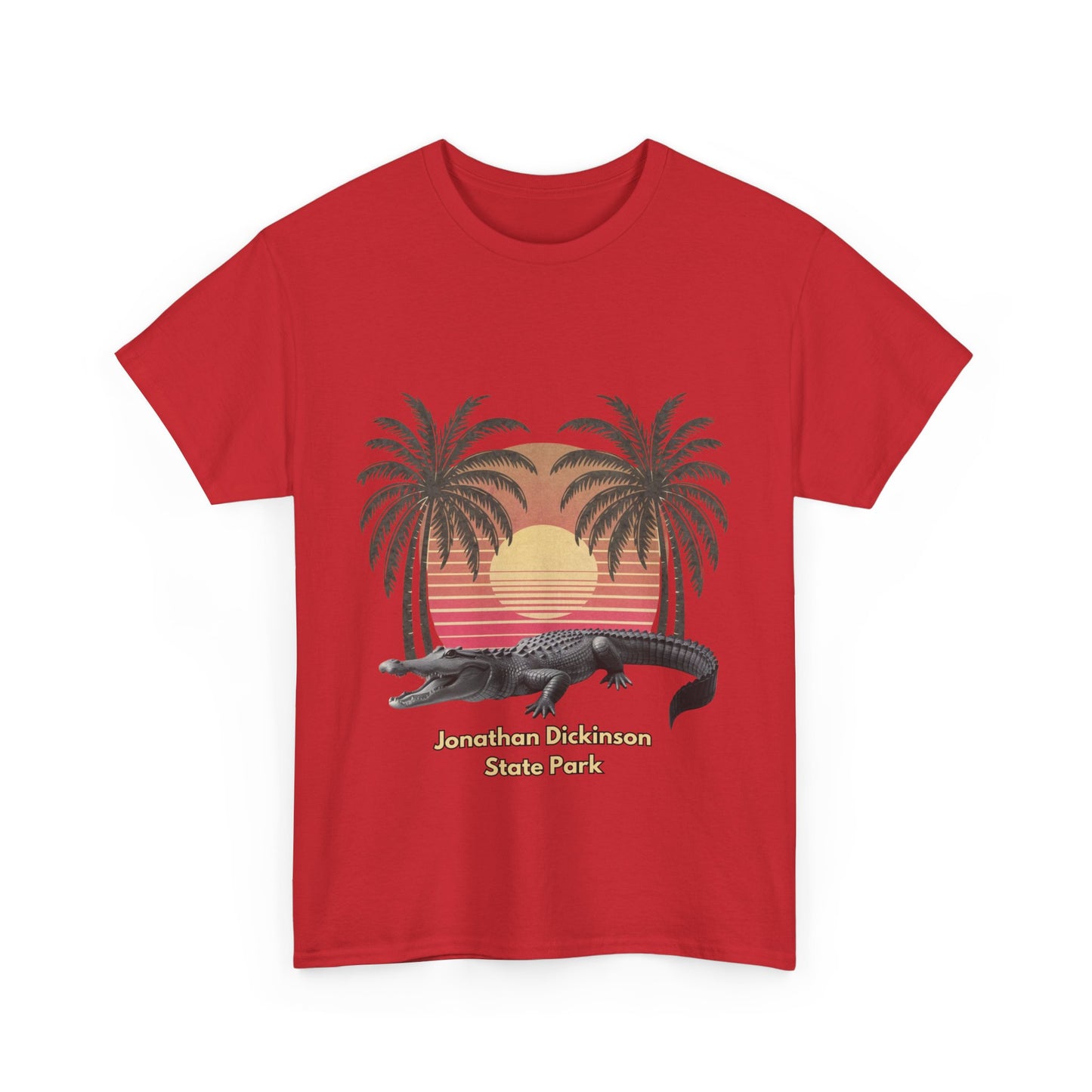 Jonathan Dickinson State Park Alligator and Palm Trees Unisex Heavy Cotton Tee