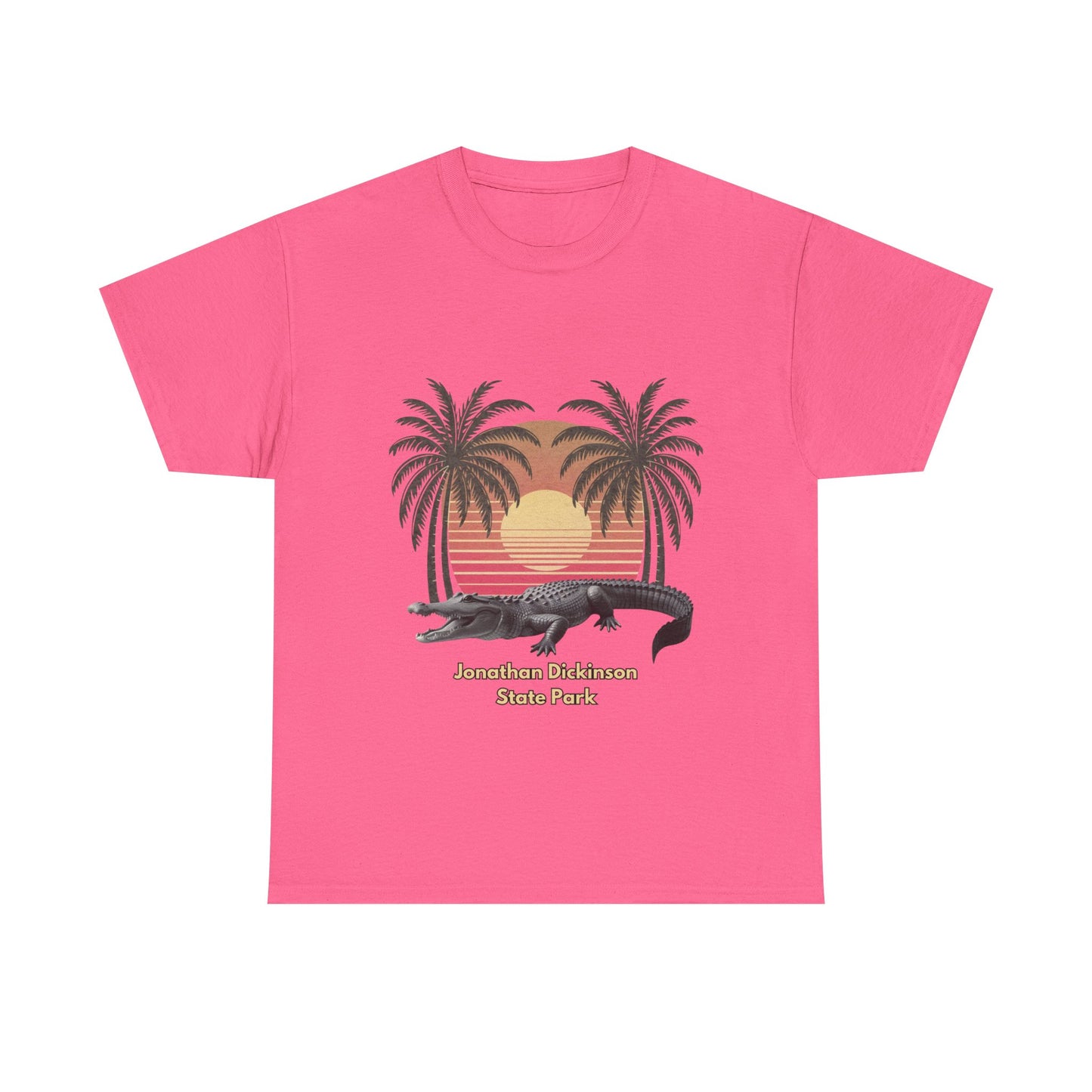 Jonathan Dickinson State Park Alligator and Palm Trees Unisex Heavy Cotton Tee